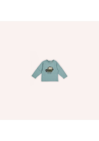 Panço Erkek Çocuk Baskılı Uzun Kollu T-shirt Haki Mint