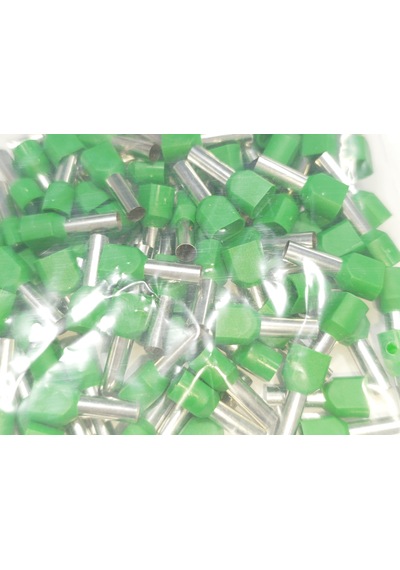 6 Mm Çift Girişli İzoleli Kablo Yüksüğü Fransız Norm Yeşil 1 Paket 100 Adet