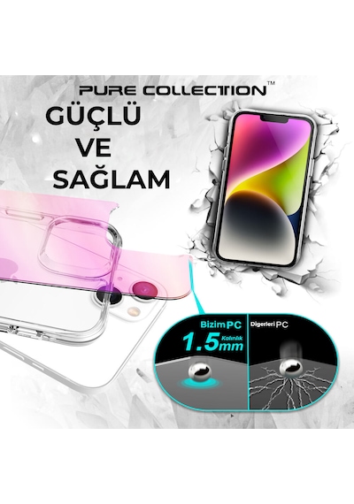 Bix iPhone Uyumlu 14 Plus / 15 Plus Pure Rainbow Renk Geçişli Şeffaf Kılıf Çizilmeye Dayanıklı Darbe Emici Pembe Bix iPhone Uyumlu 14 Plus / 15 Plus Pure Rainbow Renk Geçişli Şeffaf Kılıf Çizilmeye Dayanıklı Darbe Emici Pembe