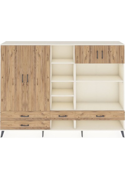 Arges Dolap 12 Raflı 4 Çekmeceli 4 Kapaklı 220x30x163 Aytaşı-çam Aytaşı-çam