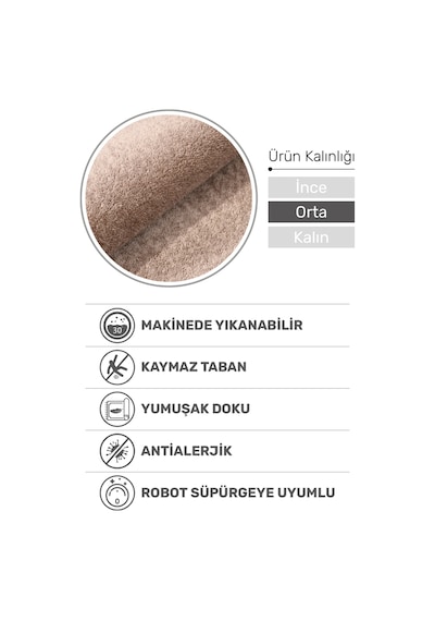 Puffy Bej Yumuşak Peluş Halı Kaymaz, Yıkanabilir, Salon Mutfak Antre İçin Halı Yolluk