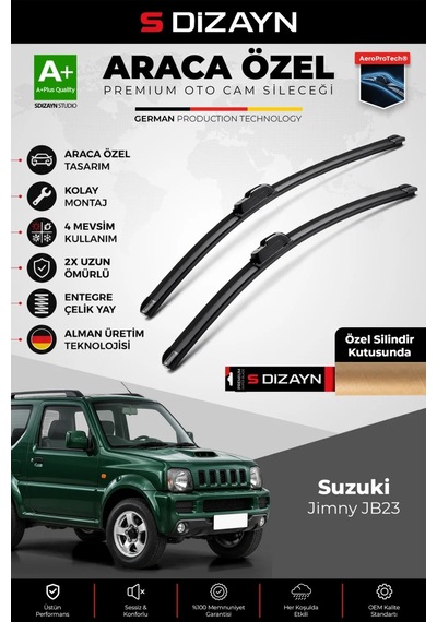 S-dizayn Suzuki Jimny Jb23 Ön Cam Silecek Seti 1998-2018 Premium Araca Özel 45-40 Cm A+ Kalite Aocs-