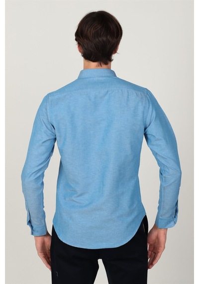 Tudors Slim Fit Uzun Kol Yaka Düğmeli Yaka İçi Biyeli Erkek Gömlek-26220 Mavi Tudors Slim Fit Uzun Kol Yaka Düğmeli Yaka İçi Biyeli Erkek Gömlek-26220 Mavi