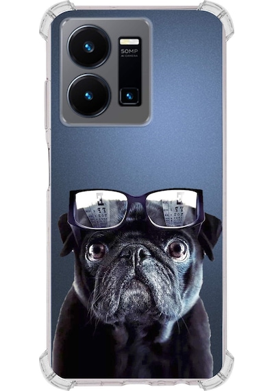 Vivo Y22s Uyumlu Köpek 3 Baskılı Şeffaf Köşe Korumalı Antişok Kılıf