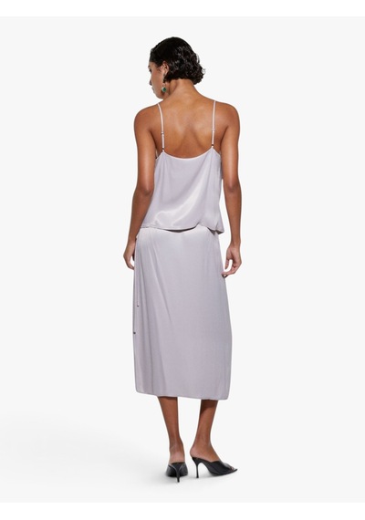 Sisley %100 Viskoz Saten Midi Etek Kadın Gri Etek - 325p42bzl002r