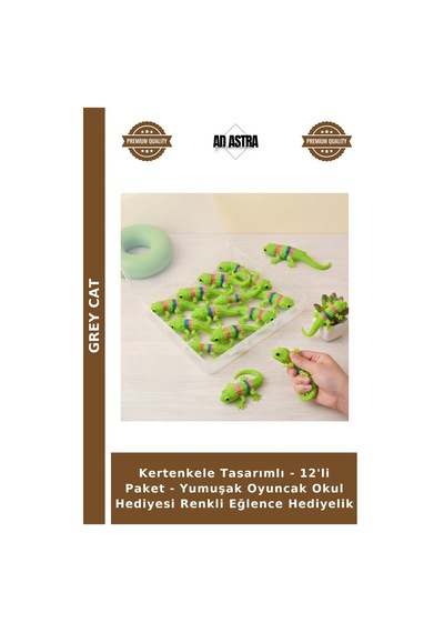 Kertenkele Tasarımlı - 12'li Paket - Yumuşak Oyuncak Okul Hediyesi Renkli Eğlence Hediyelik