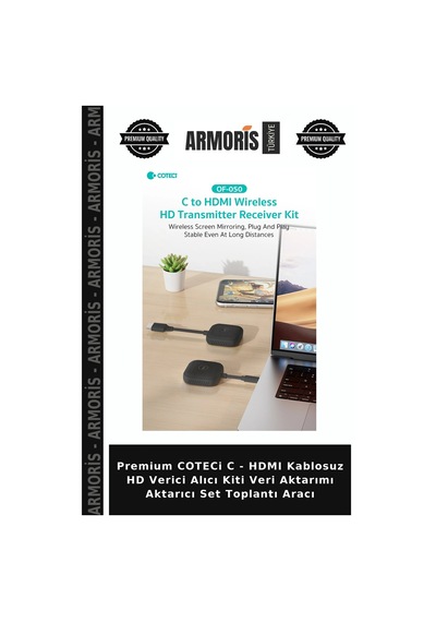 Premium Coteci C - Hdmı Kablosuz Hd Verici Alıcı Kiti Veri Aktarımı Aktarıcı Set Toplantı Aracı