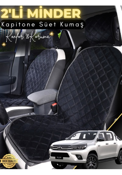 Toyota Hiux Uyumlu 2'li Süet Oto Koltuk Minderi Terletmez Kolay Montaj Oto Aksesuar A2 Siyah