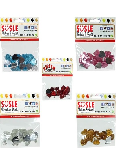 Polyester Kalp Fiyonk, 1,3 Cm - 25 Adet - Altın 1+