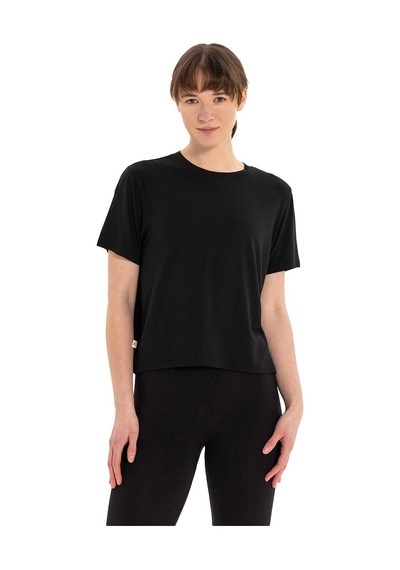 Inguz Modal Bisiklet Yaka Basic Yoga T-shirt SIYAH
