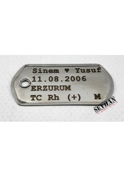 Lazer Baskı Asker Künyesi Gümüş