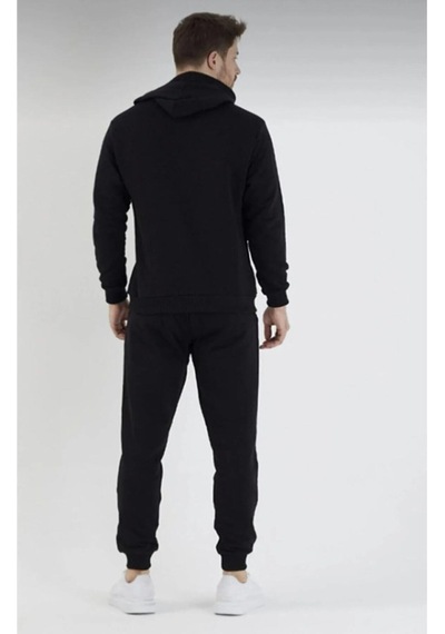 Hırsch Kapüşonlu Siyah Eşofman Takımı Unisex Oversize 2 Iplik Siyah