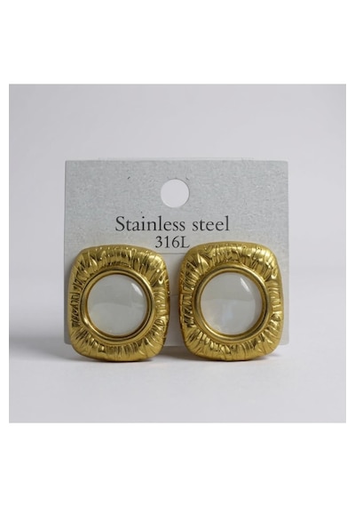 Kadın Gold Renk 316l Çelik İçi İnci Görünümlü Vintage Küpe