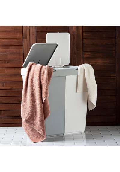 Duo Laundry Çamaşır Sepeti - Gri / Beyaz - 80 Lt Çok Renkli