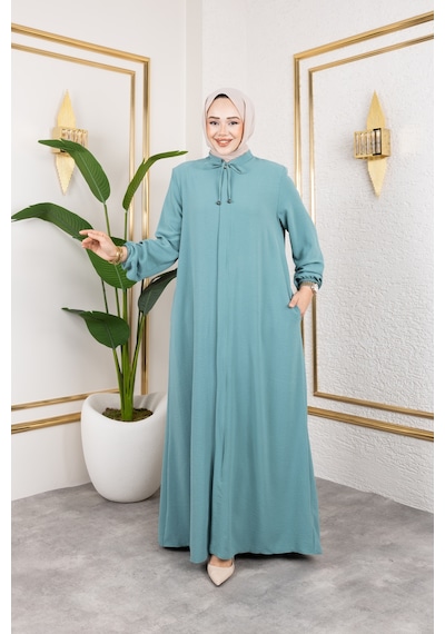 Nevayla Moda Salaş Kesim Aerobin Kumaş Ferace / Su Yeşili - F137 Su Yeşili