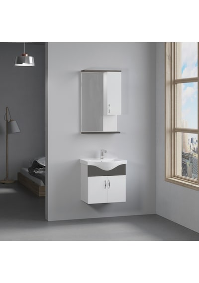 Denko Akyazı 55 CM Mdf Banyo Dolabı Takımı Antrasit Gri Denko Akyazı 55 CM Mdf Banyo Dolabı Takımı Antrasit Gri