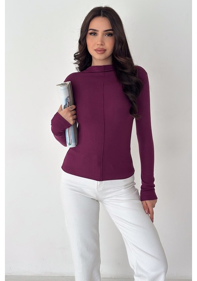 Noa & Noa Kadın Dikiş Detaylı Fit Bluz White Line Mor