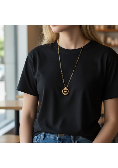 Zirkon Taşlı Burgu Model Çelik Gold Zincir Kolye Diğer