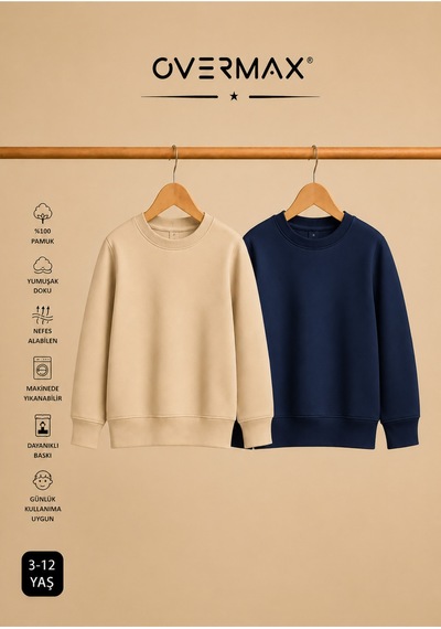 Overmax 2 Li Kapüşonsuz Sweatshirt Seti Çocuk Unisex - 3-12 Yaş Bej-lacivert - 920169697 Bej-lacivert Overmax 2 Li Kapüşonsuz Sweatshirt Seti Çocuk Unisex - 3-12 Yaş Bej-lacivert - 920169697 Bej-lacivert