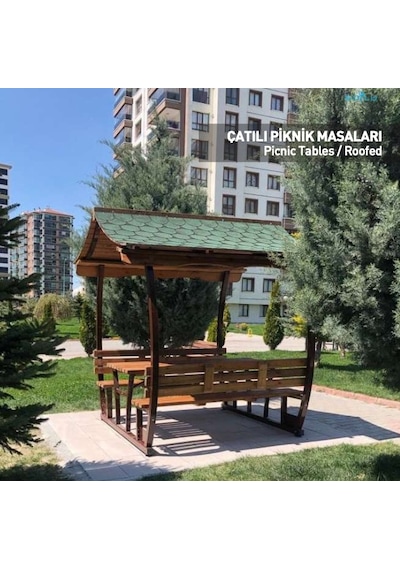 Japon Çatılı Piknik Masası Ptb12m, Metal 8 Kişilik-345