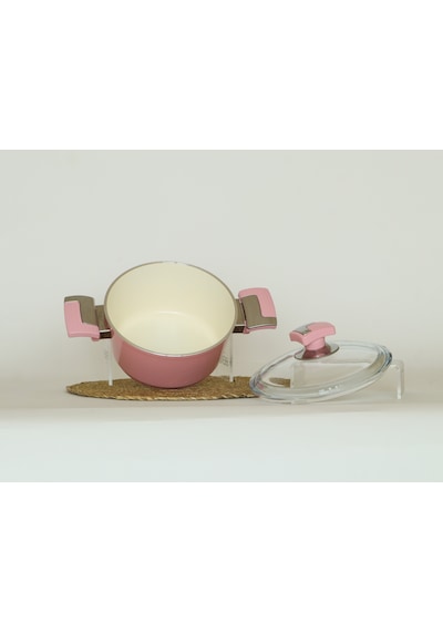 Bonera Seramik 18 Cm Derin Tencere Pembe Pembe