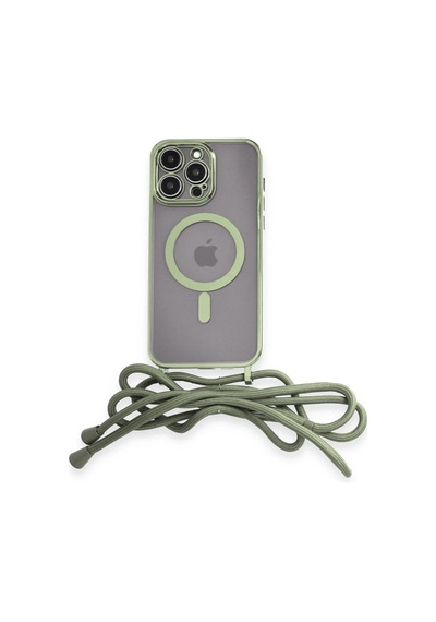 Mey İthalat Apple Uyumlu iPhone 14 Pro Max Kılıf Divo Lazer Askılı Magsafe Kapak - Koyu Yeşil Çok Renkli