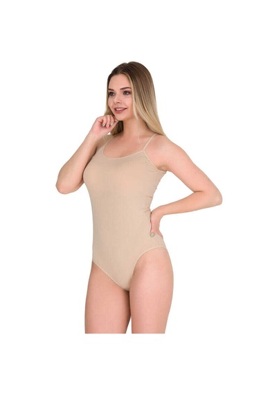Berrak Ten Rengi 3'lü 3 Adet Ip Askılı Çıtçıtlı Body Atlet-bej-xl