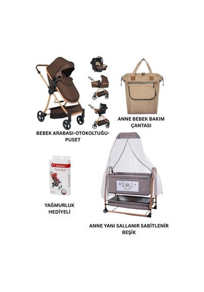 Öykü Bebek Dunyasi Yeni Doğan Bebek Çeyiz Seti Bebek Arabası+puset+beşik+anne Bebek Çantası+yağmurluk+yatak
