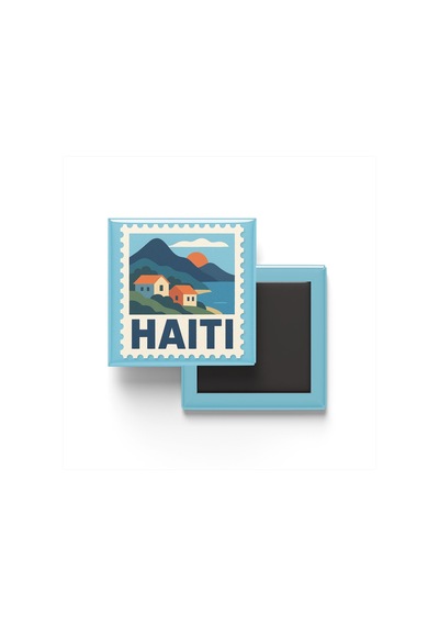 Buzdolap Magneti Haiti Port-au-prince Renkli Posta Pulu Temalı - 9x9 Cm