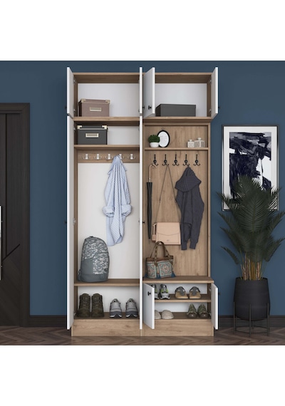 Rani Ea145 Modern Portmanto Askılı Ayakkabılık Vestiyer Sepet Ceviz - Beyaz Beyaz - Sepet Ceviz Rani Ea145 Modern Portmanto Askılı Ayakkabılık Vestiyer Sepet Ceviz - Beyaz Beyaz - Sepet Ceviz