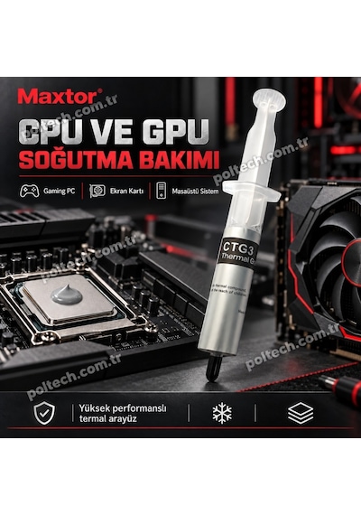 Maxtor Ctg3 8.5 W/mk 30gr Yüksek Performanslı Termal Macun, Cpu Gpu İşlemci Ekran Kartı İçin, Intel Amd Ryzen Nvıdıa Uyumlu Thermal Grease