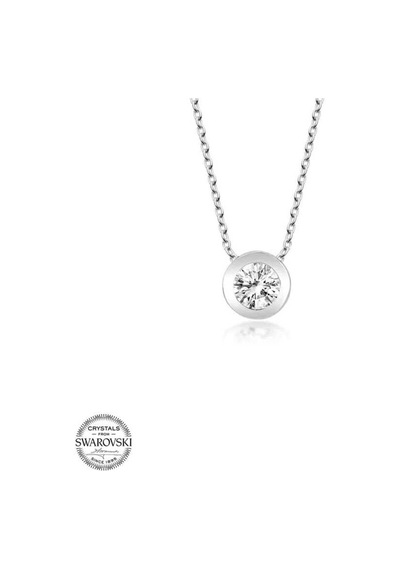 Swarovski Taşlı Gümüş Çember Tektaş Kadın Kolye (523077598)