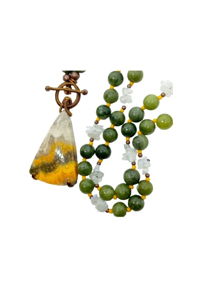 1087 BUMBLE BEE JASPER EL YAPIMI KOLYE Altın