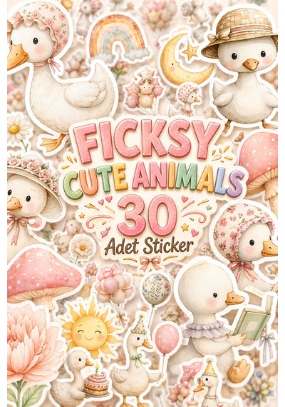 Sevimli Ördek Sticker Seti - 30 Adet Etiket Çıkartma Diğer