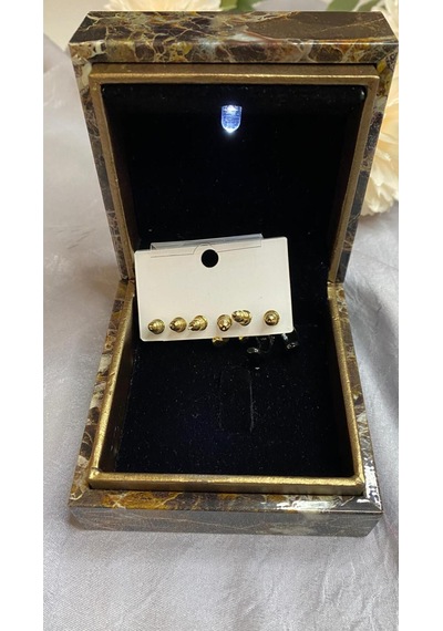 Fiyonk Detay Siyah Ve Gold Tasarım Küpe Seti Renkli