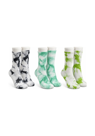 Genel Unisex Batik Desenli Çorap 3'lü Set Renkli Pamuklu Uzun Soket Dikişsiz Çok Renkli / 36-40 / 6 Adet Çok  Renkli