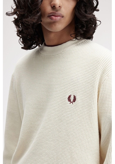 Fred Perry K6507 Waffle Stitch Jumper Erkek Kazak Ekru