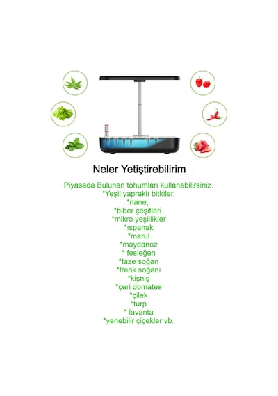 Akıllı Bahçe 4 Mevsim Topraksız Ev Bahçesi Doğal Bitki Sebze Yetiştirme 12 Bölmeli Alan