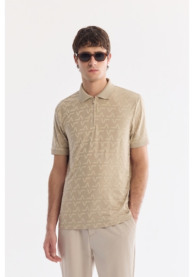 Avva Erkek Vizon Kıvrılmaz Polo Yaka Fermuarlı Regular Fit T-shirt A61y1046