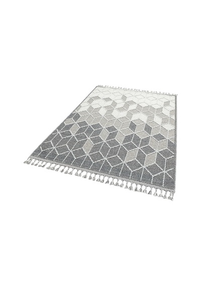 Loft Lf03 Geometrik Desenli Gri Modern Salon Halısı Hav Toz Vermez