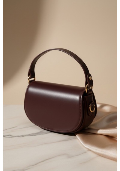 Vellabags Bordo Mini Kadın El & Omuz Çantası Retro Baguette Stil Şık Tasarım