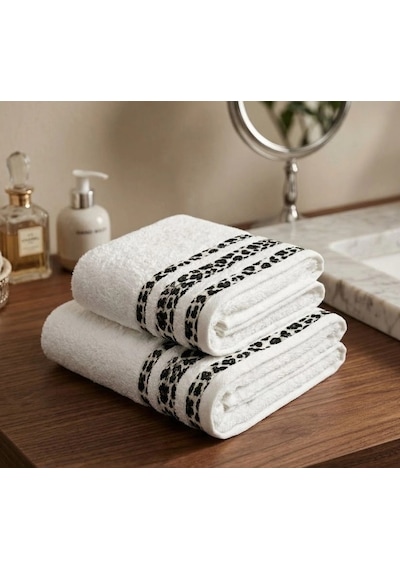 Savana Ekstra Emici %100 Pamuklu 2'li Lüks Aile Banyo Ve El-yüz Havlusu Seti 70x140 + 50x90 Cm Beyaz