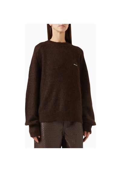 Rotate Birger Christensen Oversized, Mohair Ve Yün Karışımı Kadın Kazak Kahverengi