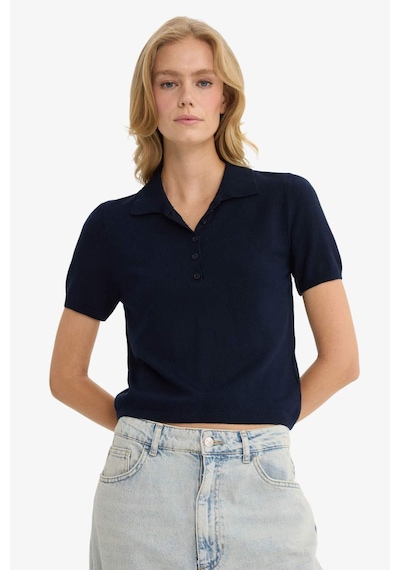 Defacto Fitted Polo Yaka Kısa Kollu Triko Kazak F2885ax25aunv131 Lacivert