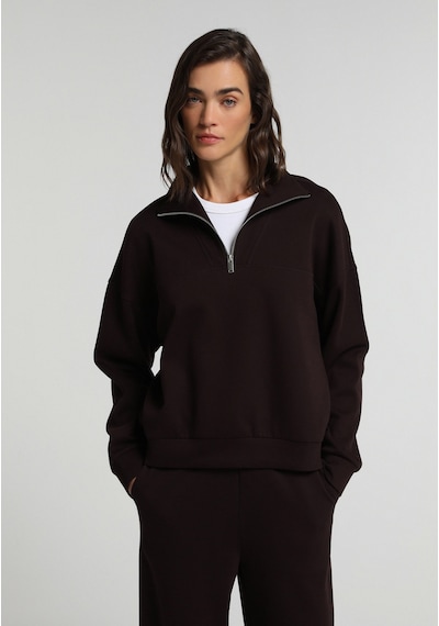 Colin's Colins Regular Fit Fermuarlı Düz Kadın Mor Sweatshirt Cl1080743 Q1.v2 Dpl Dark Plum