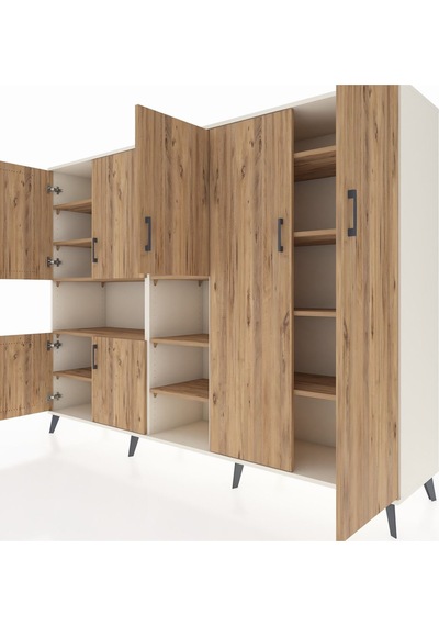 Hyperion Dolap 13 Raflı 7 Kapaklı 220x44x163 Aytaşı-çam Aytaşı-çam
