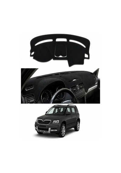 Skoda - Yeti 2009-2017 Uyumlu Torpido Koruma Kılıfı - Siyah Şeritli