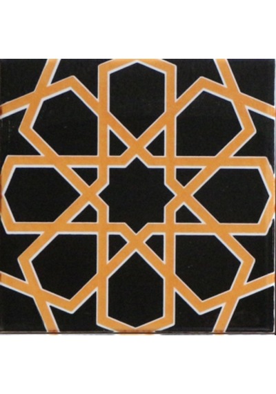 Armada Çini 20x20 Cm Sp 89-v Sarı Siyah Türkmen Yıldızı Çini Karo