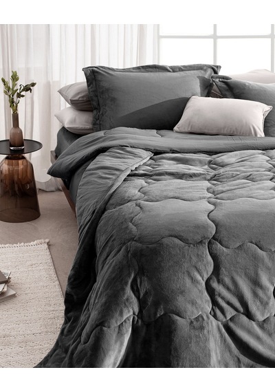 Madame Coco Kaira King Size Comforter Set Antrasit - Gri