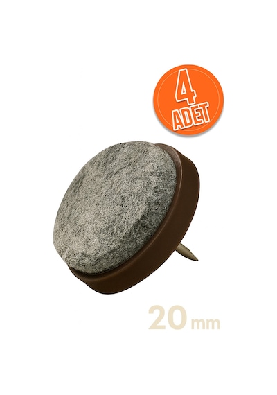 20 Mm Keçeli Poligrit Zemin Koruyucu Sandalye Ve Masa Ayağı İçin Sessiz Mobilya Pabucu 4 Adet Diğer